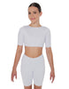 Solid Lycra Short Sleeve Crop Top