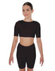 Solid Lycra Short Sleeve Crop Top