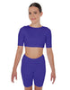 Solid Lycra Short Sleeve Crop Top