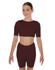 Solid Lycra Short Sleeve Crop Top