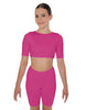 Solid Lycra Short Sleeve Crop Top