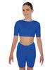 Solid Lycra Short Sleeve Crop Top