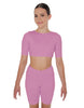 Solid Lycra Short Sleeve Crop Top