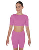 Solid Lycra Short Sleeve Crop Top