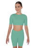 Solid Lycra Short Sleeve Crop Top