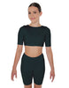 Solid Lycra Short Sleeve Crop Top