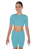 Solid Lycra Short Sleeve Crop Top