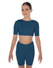 Solid Lycra Short Sleeve Crop Top