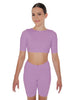 Solid Lycra Short Sleeve Crop Top
