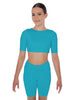 Solid Lycra Short Sleeve Crop Top