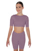 Solid Lycra Short Sleeve Crop Top