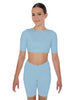 Solid Lycra Short Sleeve Crop Top