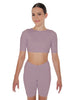 Solid Lycra Short Sleeve Crop Top