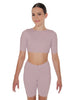 Solid Lycra Short Sleeve Crop Top