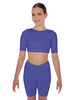 Solid Lycra Short Sleeve Crop Top