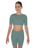 Solid Lycra Short Sleeve Crop Top