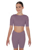 Solid Lycra Short Sleeve Crop Top