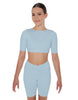 Solid Lycra Short Sleeve Crop Top