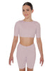 Solid Lycra Short Sleeve Crop Top