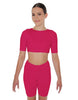 Solid Lycra Short Sleeve Crop Top
