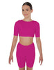 Solid Lycra Short Sleeve Crop Top