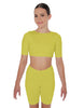 Solid Lycra Short Sleeve Crop Top