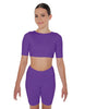 Solid Lycra Short Sleeve Crop Top