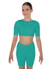 Solid Lycra Short Sleeve Crop Top