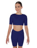 Solid Lycra Short Sleeve Crop Top