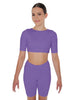 Solid Lycra Short Sleeve Crop Top