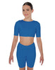 Solid Lycra Short Sleeve Crop Top