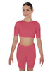 Solid Lycra Short Sleeve Crop Top