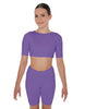 Solid Lycra Short Sleeve Crop Top