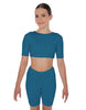 Solid Lycra Short Sleeve Crop Top
