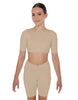Solid Lycra Short Sleeve Crop Top