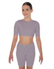 Solid Lycra Short Sleeve Crop Top