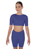 Solid Lycra Short Sleeve Crop Top