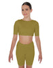 Solid Lycra Short Sleeve Crop Top