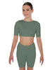 Solid Lycra Short Sleeve Crop Top