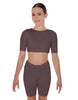 Solid Lycra Short Sleeve Crop Top