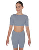 Solid Lycra Short Sleeve Crop Top