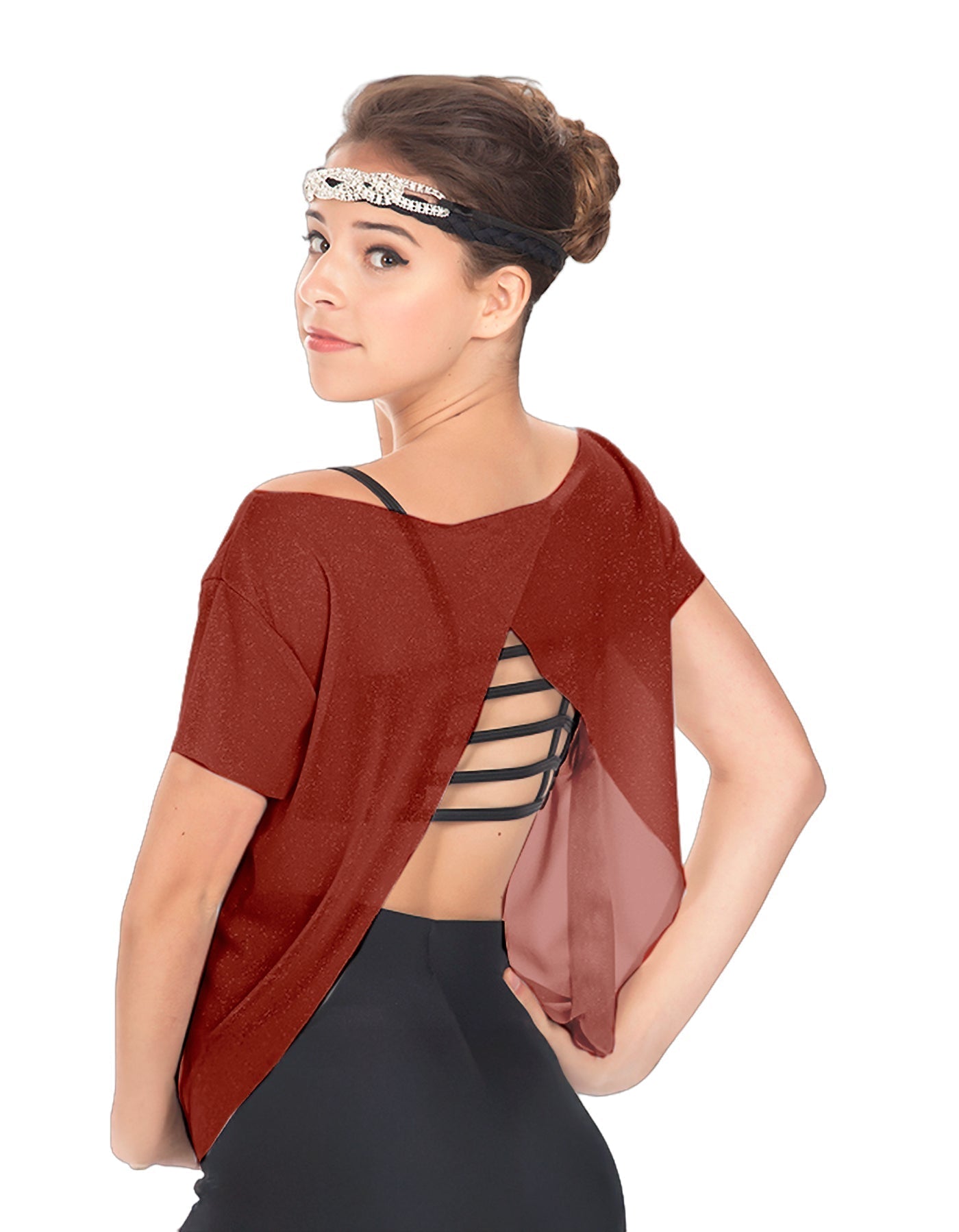 Solid Glitter Chiffon Flawless Top