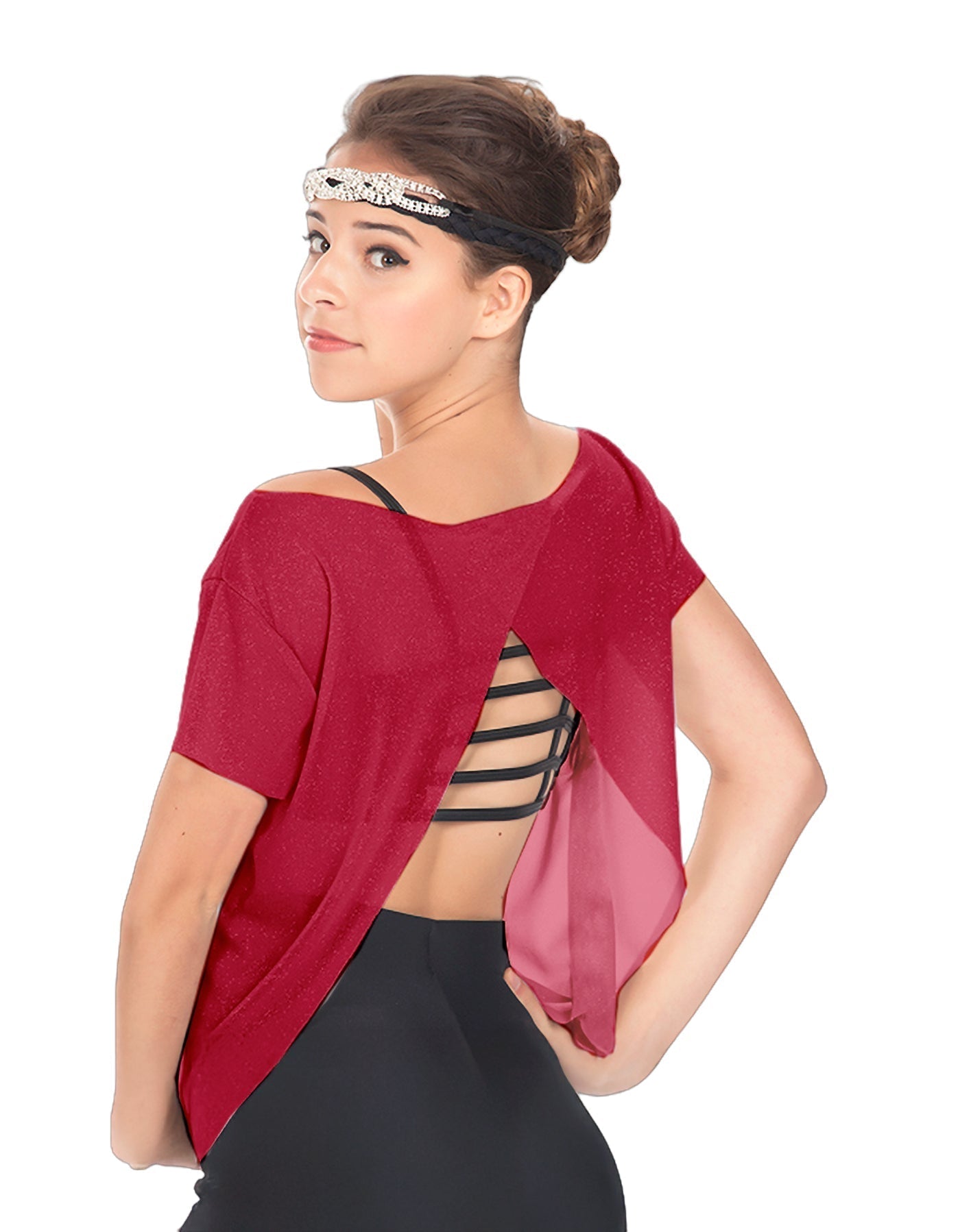 Solid Glitter Chiffon Flawless Top