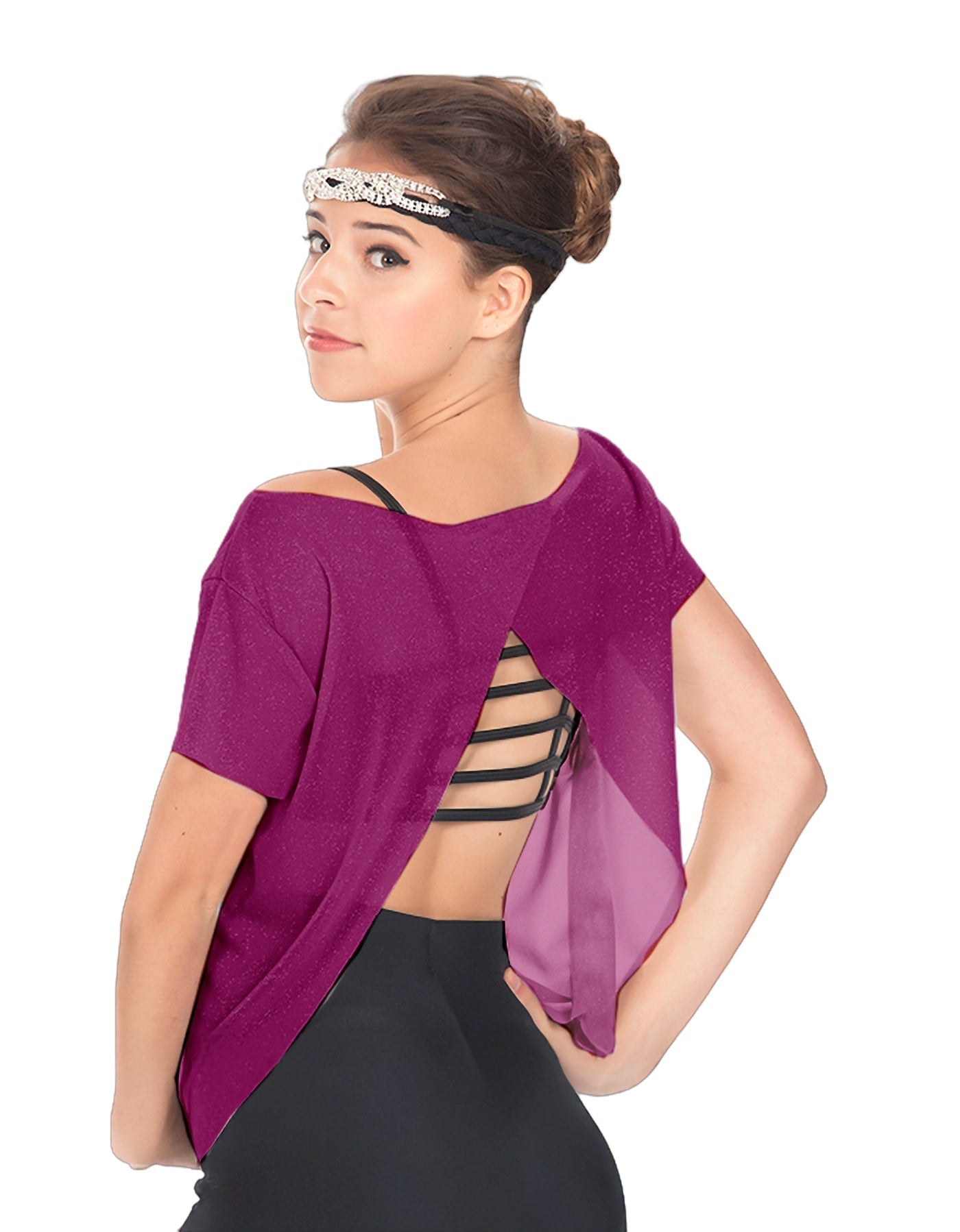 Solid Glitter Chiffon Flawless Top
