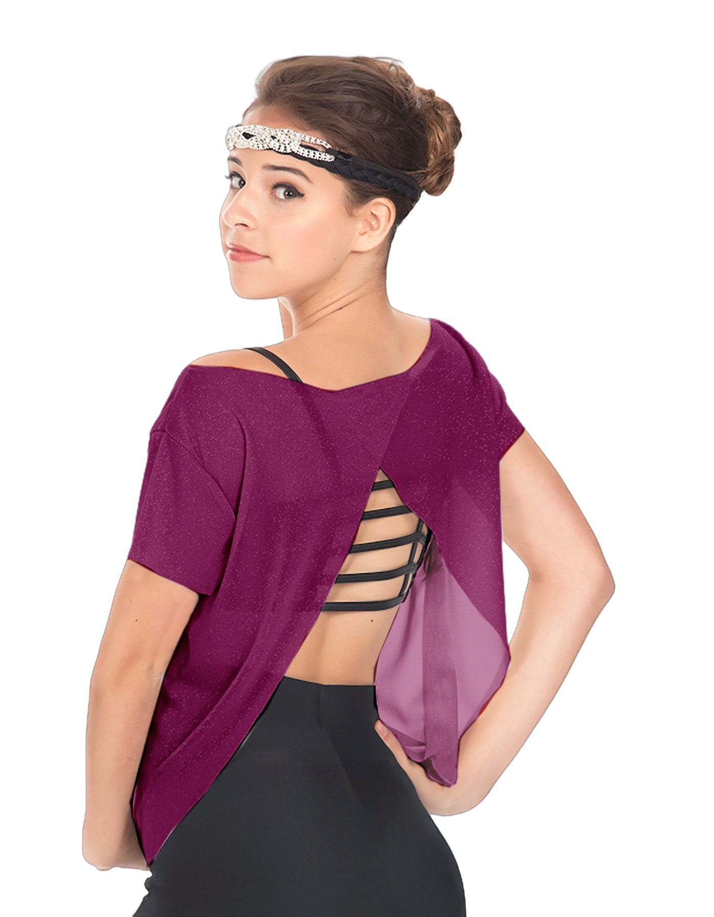 Solid Glitter Chiffon Flawless Top