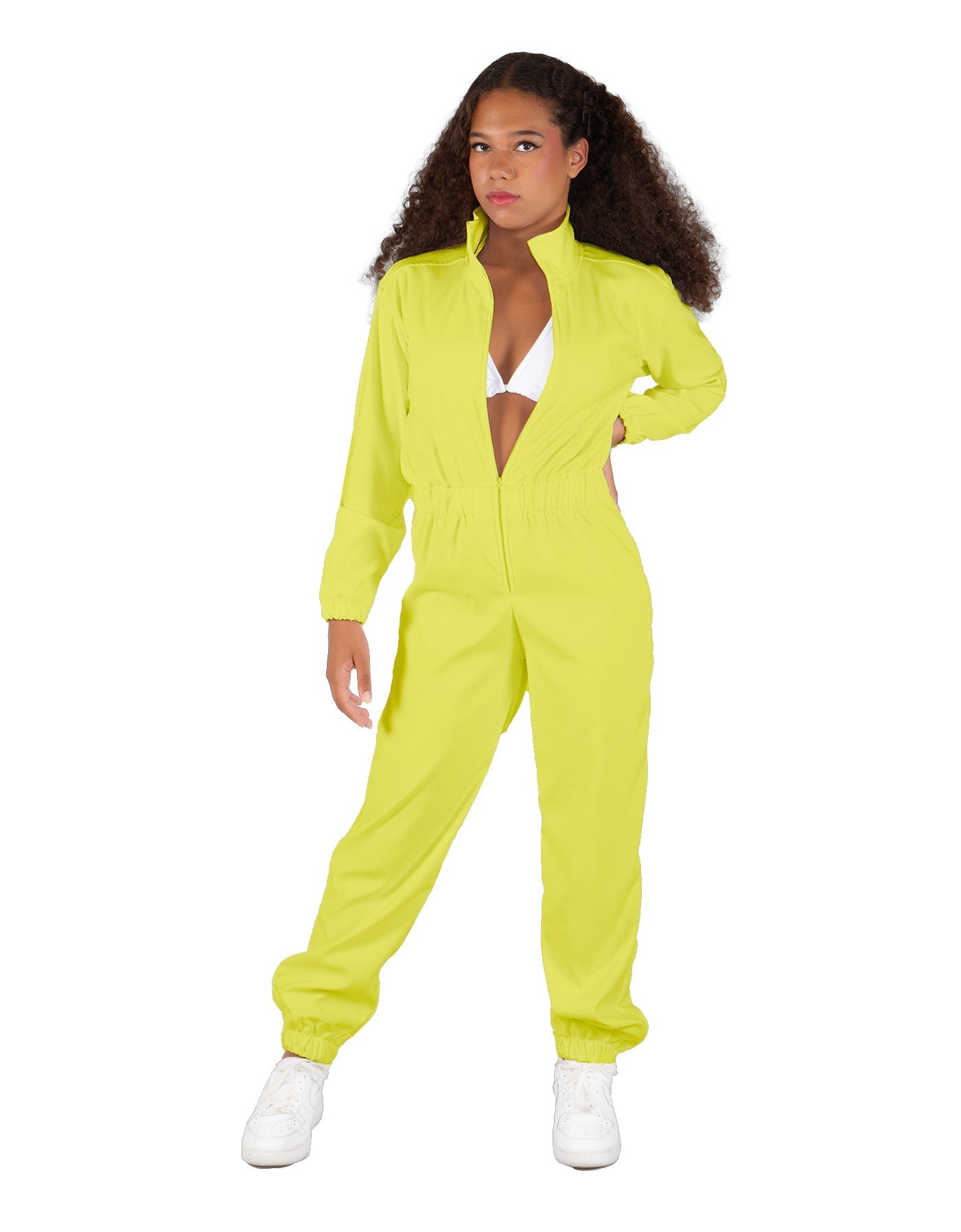 Solid Matte Satin Jumpsuit with Tall Collar