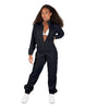 Solid Matte Satin Jumpsuit with Tall Collar