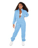 Solid Matte Satin Jumpsuit with Tall Collar