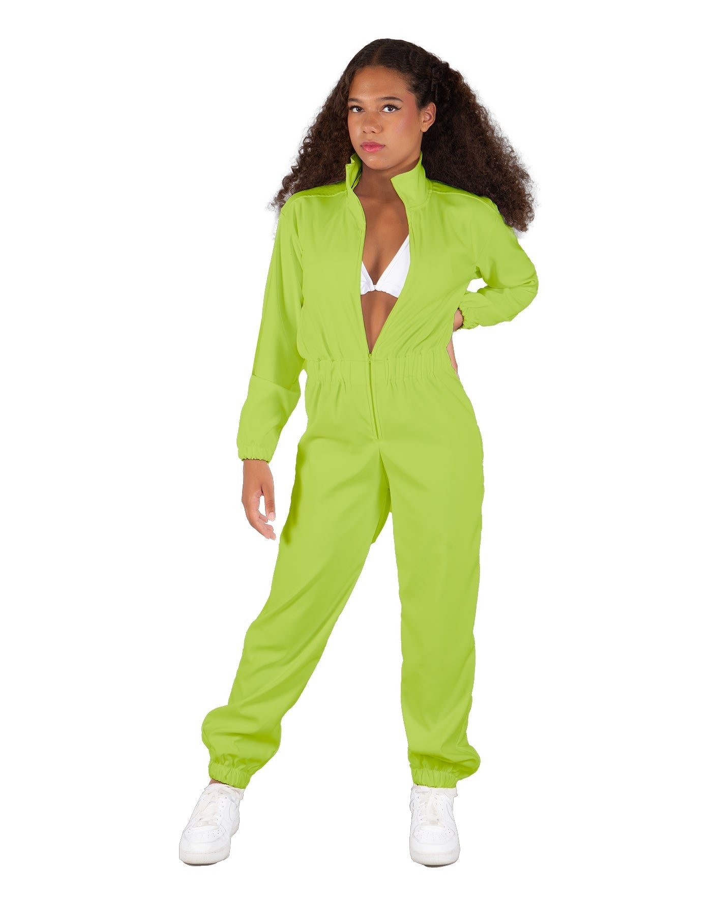 Solid Matte Satin Jumpsuit with Tall Collar