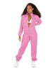 Solid Matte Satin Jumpsuit with Tall Collar